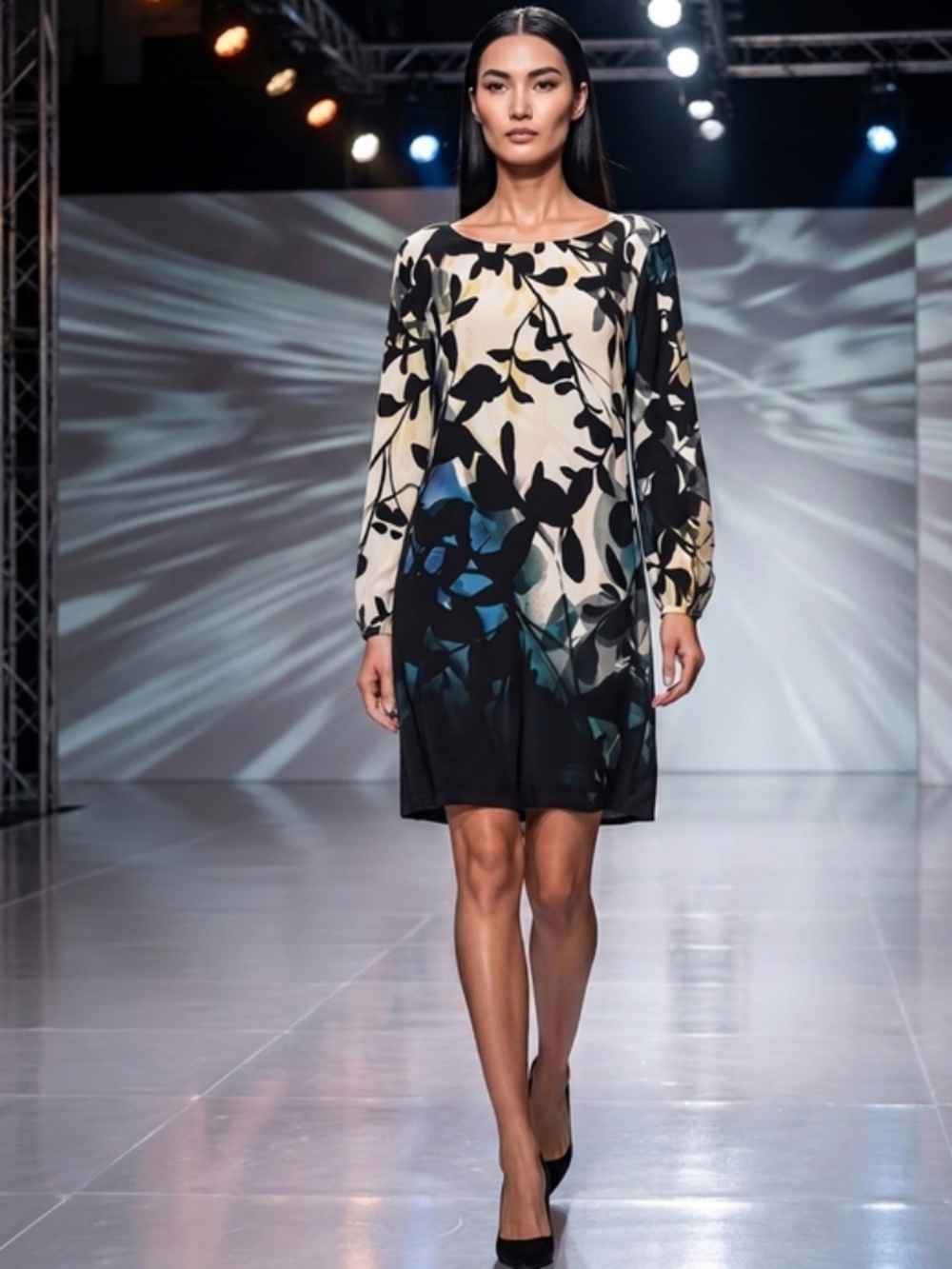 Anthropologie Maeve Slit Sleeve Floral Shadow Print Dress